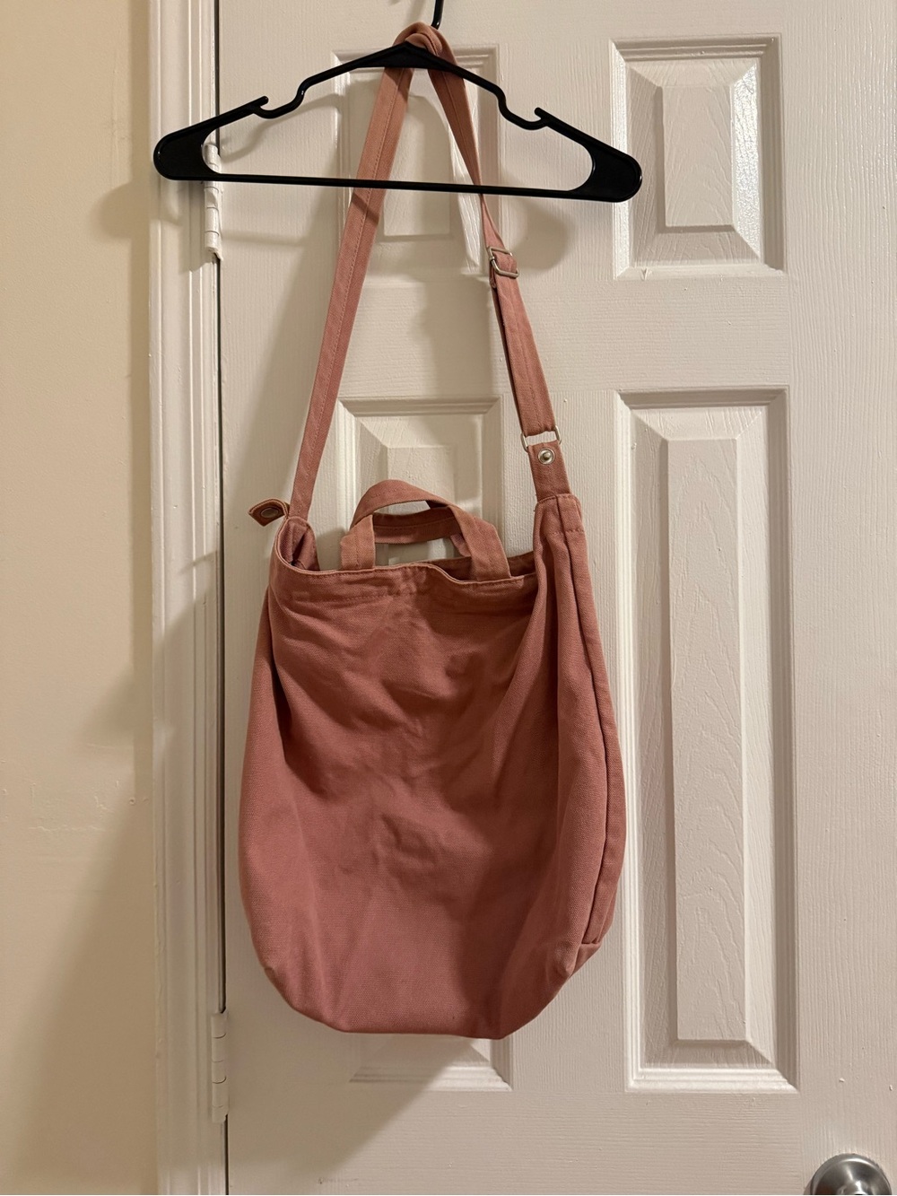 BAGGU Dusty Rose Canvas Duck Bag Tote with Adjustable Strap